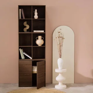 Modular wooden bookcase shelf 3 cubes 2 doors 8 compartments Kompo