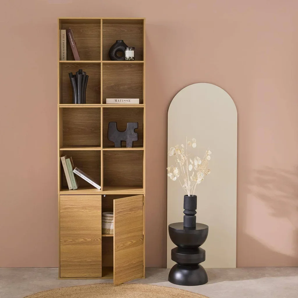 Modular wooden shelf 3 cubes 2 doors 8 compartments Kompo