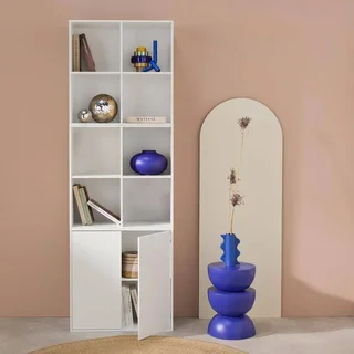 Modular wooden bookcase shelf 3 cubes 2 doors 8 compartments Kompo