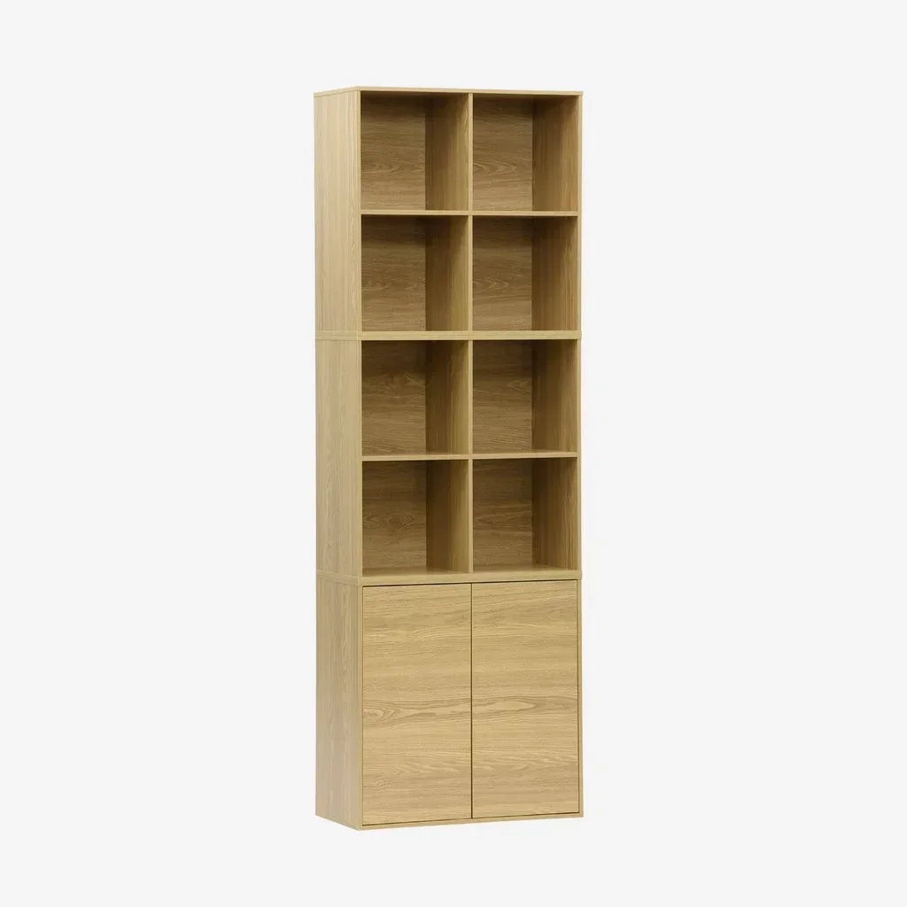 Modular wooden shelf 3 cubes 2 doors 8 compartments Kompo