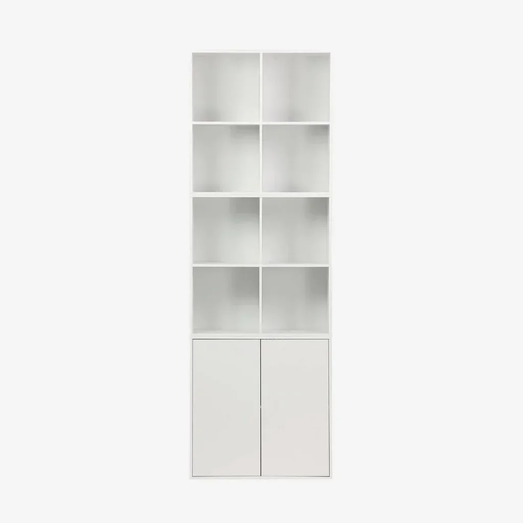 Modular wooden bookcase shelf 3 cubes 2 doors 8 compartments Kompo