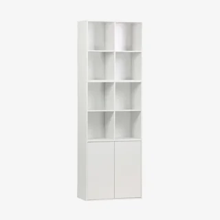 Modular wooden bookcase shelf 3 cubes 2 doors 8 compartments Kompo