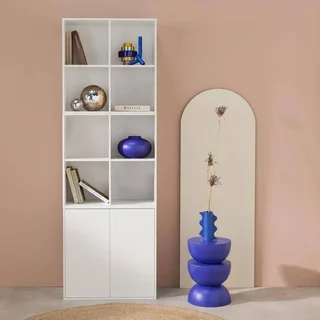 Modular wooden bookcase shelf 3 cubes 2 doors 8 compartments Kompo