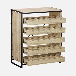 Étagère range-bouteilles vin style industriel bois métal 30 bouteilles