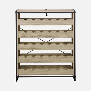 Étagère range-bouteilles vin style industriel bois métal 30 bouteilles