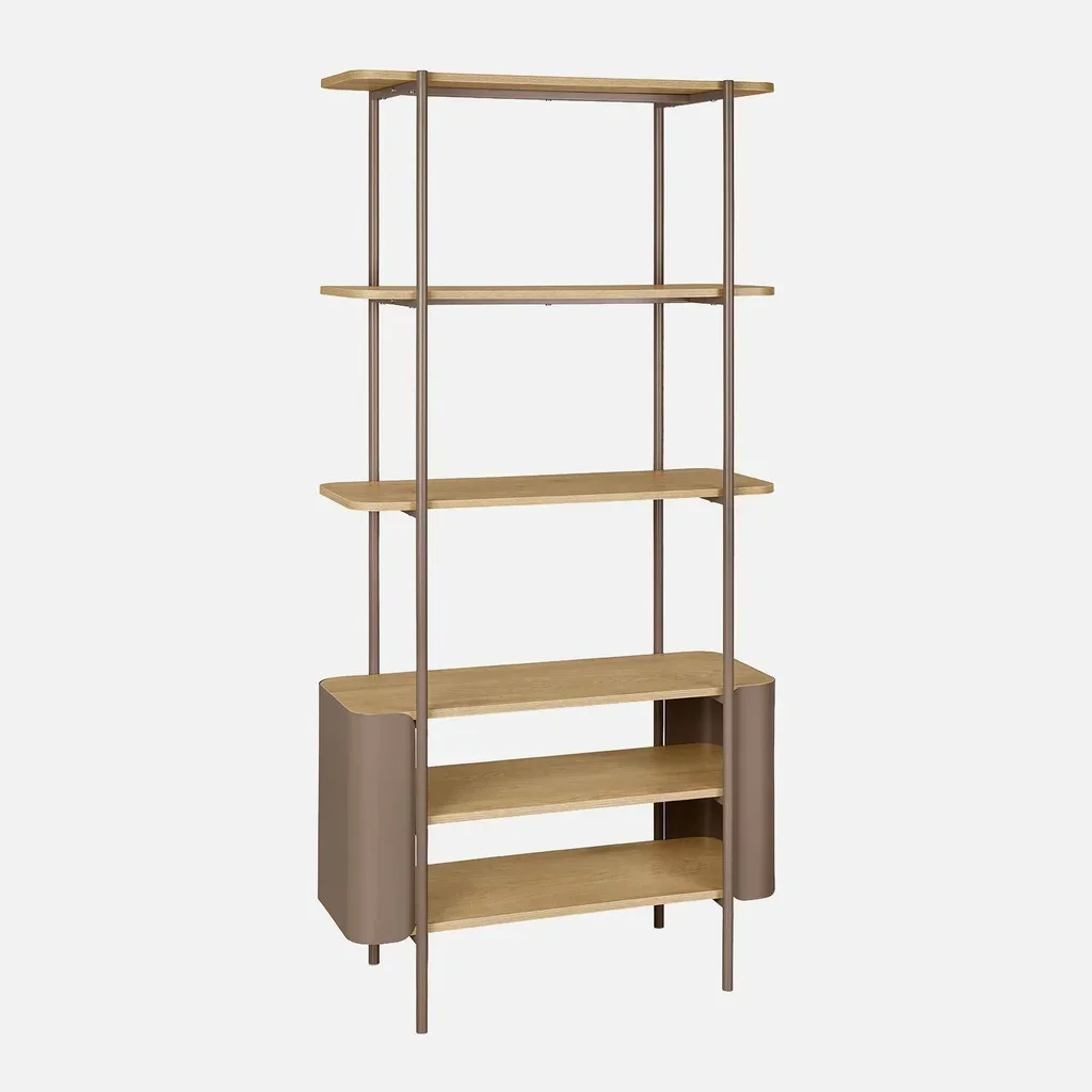 Étagère design 6 niveaux métal courbé et finition bois Molto