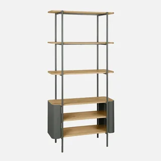 Bibliothèque Molto 6 niveaux métal courbé et bois design contemporain 80x172cm