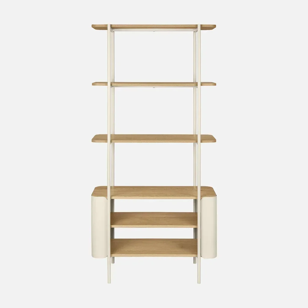 Bibliothèque étagère 6 niveaux métal courbé bois Molto design contemporain salon