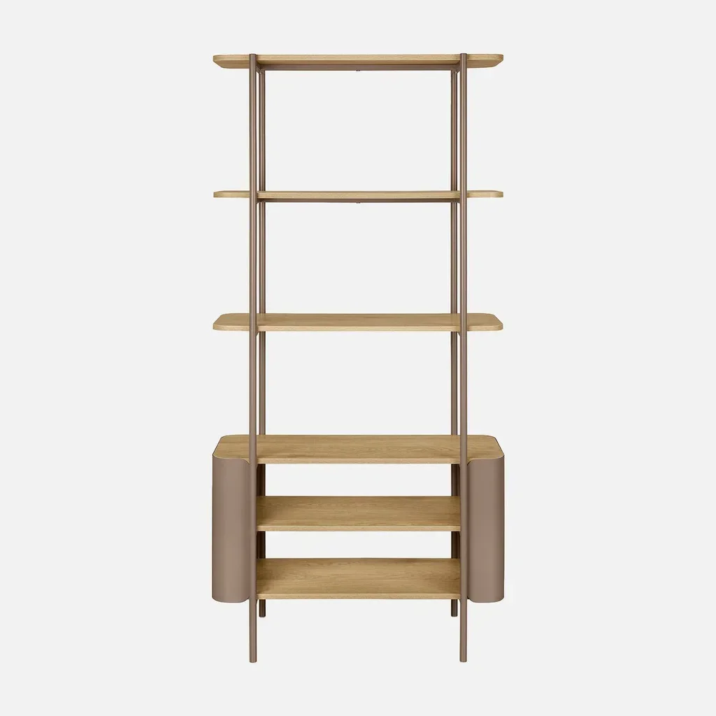 Étagère design 6 niveaux métal courbé et finition bois Molto