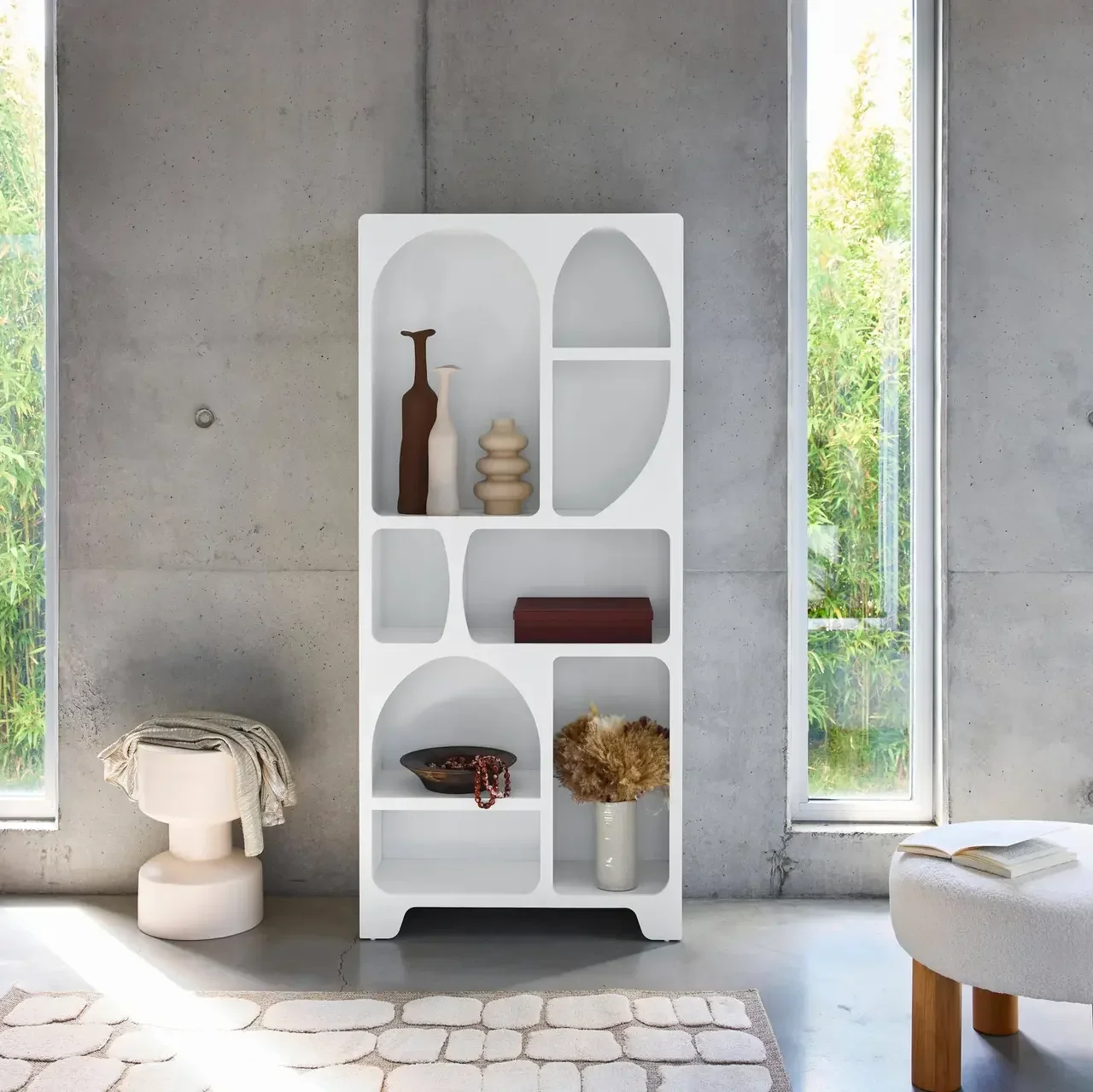 Étagère modulable 8 casiers bois naturel style organique Thessa