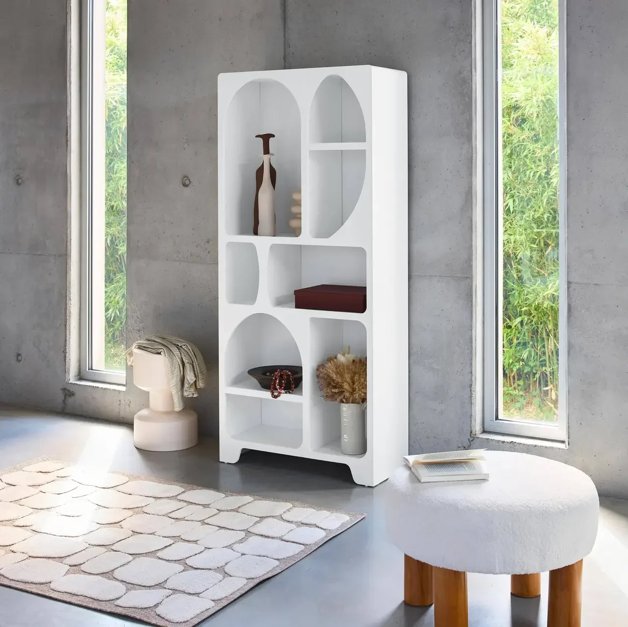 Étagère modulable 8 casiers bois naturel style organique Thessa