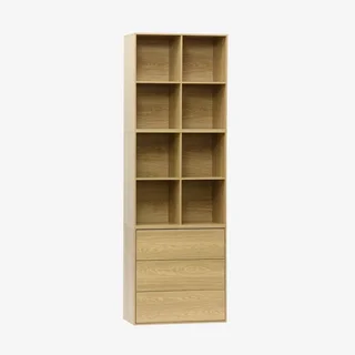 Estante modular 3 cubos 3 gavetas 8 compartimentos madeira Kompo