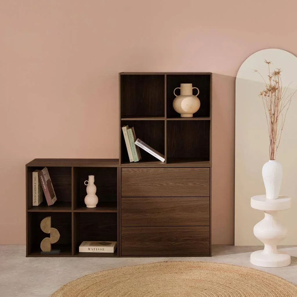 Estante Modular Kompo 3 Cubos de Madeira com Gavetas