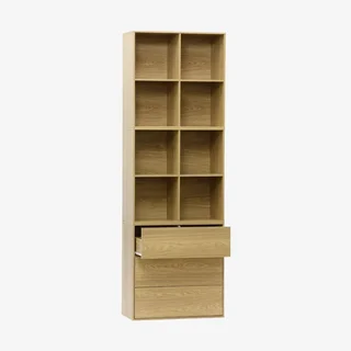 Estante modular 3 cubos 3 gavetas 8 compartimentos madeira Kompo