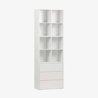 Estante modular madeira 3 cubos 3 gavetas 8 compartimentos organizador Kompo