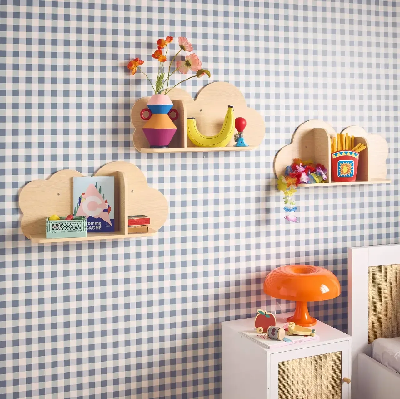 Étagère murale nuage chambre bébé enfant set 3 pièces design