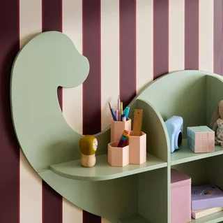 Étagère murale dinosaure vert 5 casiers rangement enfant chambre