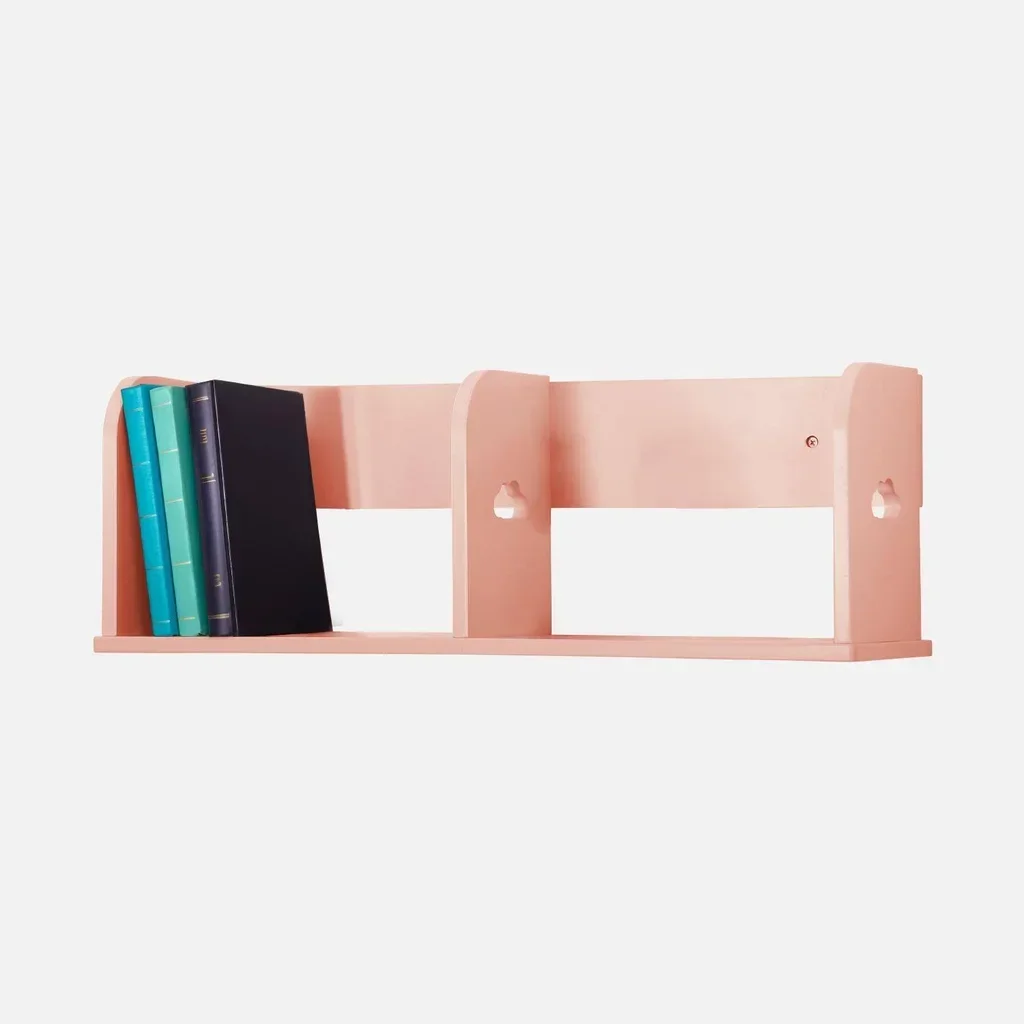Prateleira de parede rosa 60 cm quarto criança Nephos estante livros pelúcias