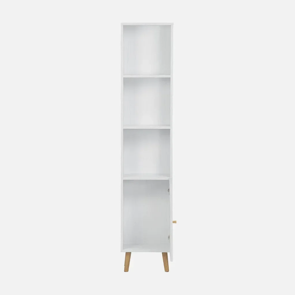 4-Tier Boho Rattan Bamboo Bathroom Storage Tower Wooden Freestanding Corner Shelf Organizer