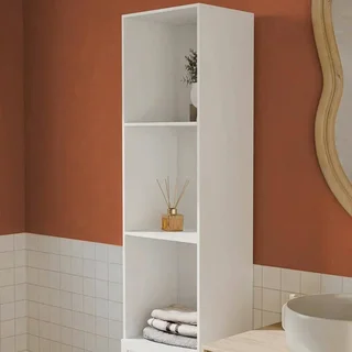 4-Tier Boho Rattan Bamboo Bathroom Storage Tower Wooden Freestanding Corner Shelf Organizer