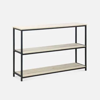 Estante industrial 3 prateleiras metal preto e madeira - Coleção Loft