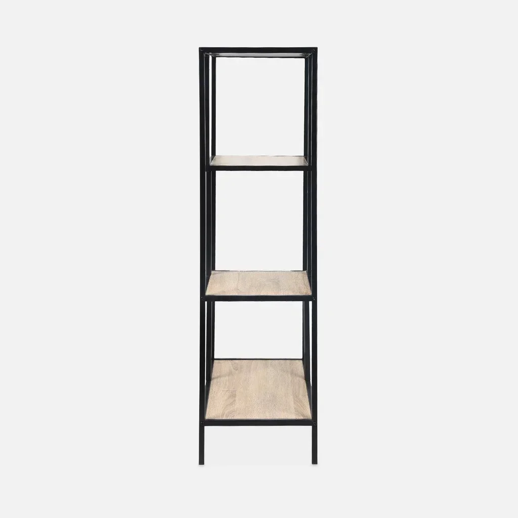 Scaffale Industriale 4 Ripiani Metallo e Legno Stile Loft