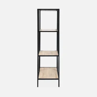 Scaffale Industriale 4 Ripiani Metallo e Legno Stile Loft