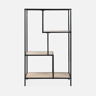 Scaffale Industriale 4 Ripiani Metallo e Legno Stile Loft