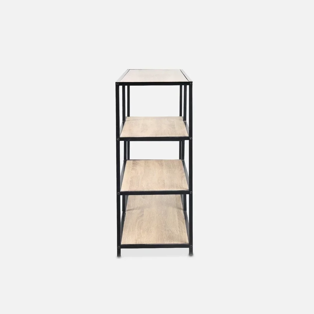 Estante industrial 5 prateleiras madeira e metal preto estilo Loft