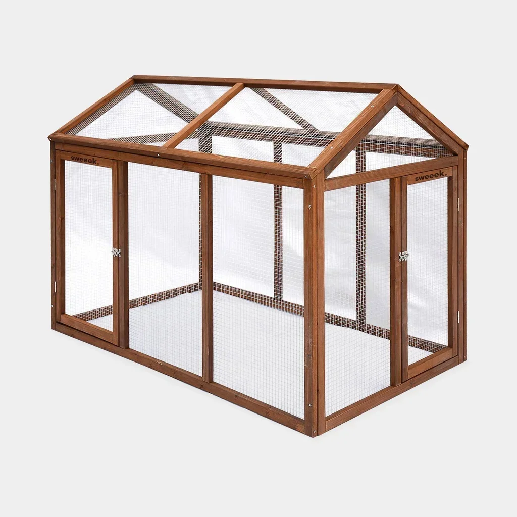 Extension de poulailler en bois sapin pour 6 poules avec enclos grillagé