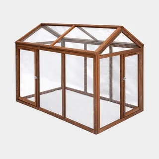 Extension de poulailler en bois sapin pour 6 poules avec enclos grillagé