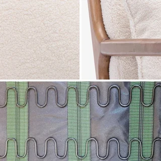 Fauteuil à bascule scandinave Lorens bois hévéa assise bouclette crème
