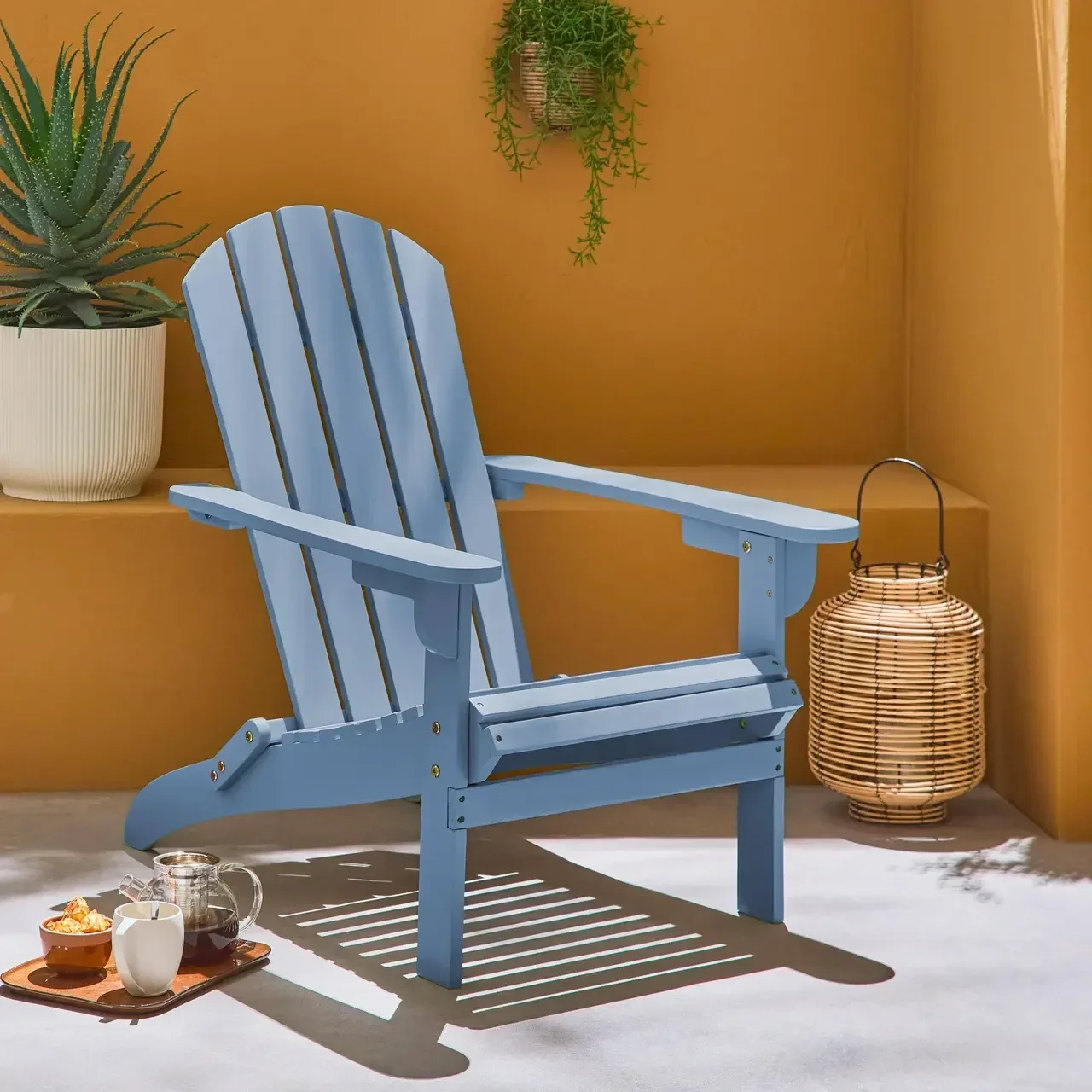 Fauteuil Adirondack Kerina bois acacia extérieur vintage avec accoudoirs
