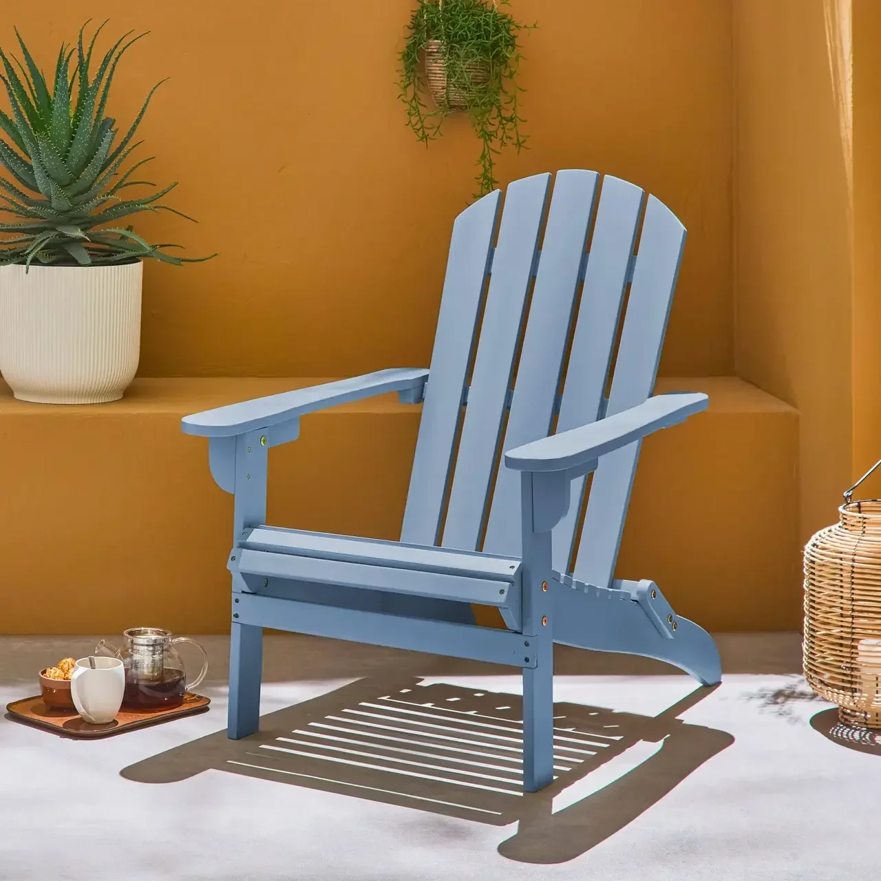 Fauteuil Adirondack Kerina bois acacia extérieur vintage avec accoudoirs