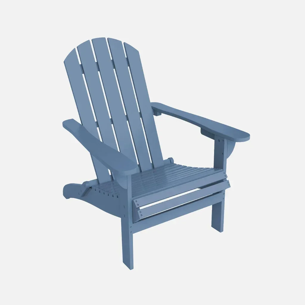 Fauteuil Adirondack Kerina bois acacia extérieur vintage avec accoudoirs