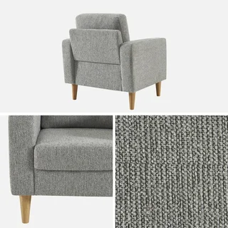 Bjorn Sessel Massivholz Hevea beige Chenille Stoff skandinavisch bequem Wohnzimmer