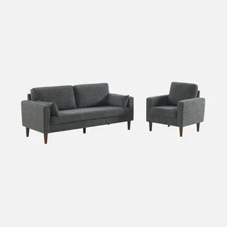 Skandinavischer Sessel Bjorn Massivholz Hevea Beige Chenille Polsterstuhl
