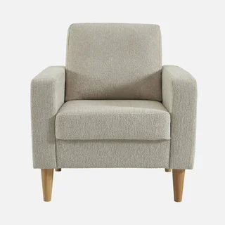 Bjorn Sessel Massivholz Hevea Beige Chenille Skandinavisches Design Wohnzimmer Komfort