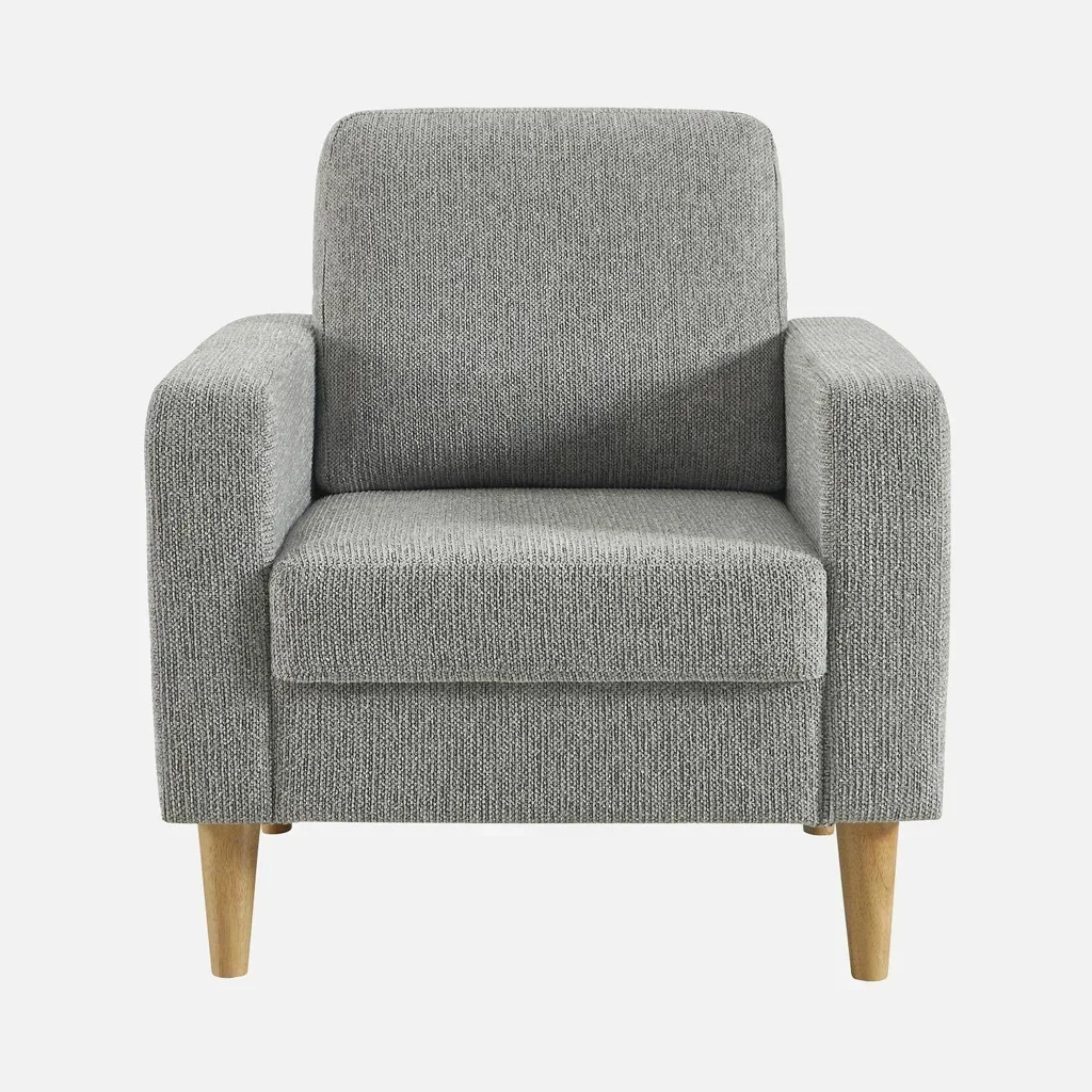 Bjorn Sessel Massivholz Hevea beige Chenille Stoff skandinavisch bequem Wohnzimmer