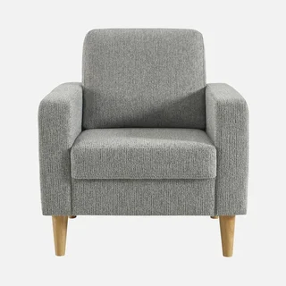 Bjorn Sessel Massivholz Hevea beige Chenille Stoff skandinavisch bequem Wohnzimmer