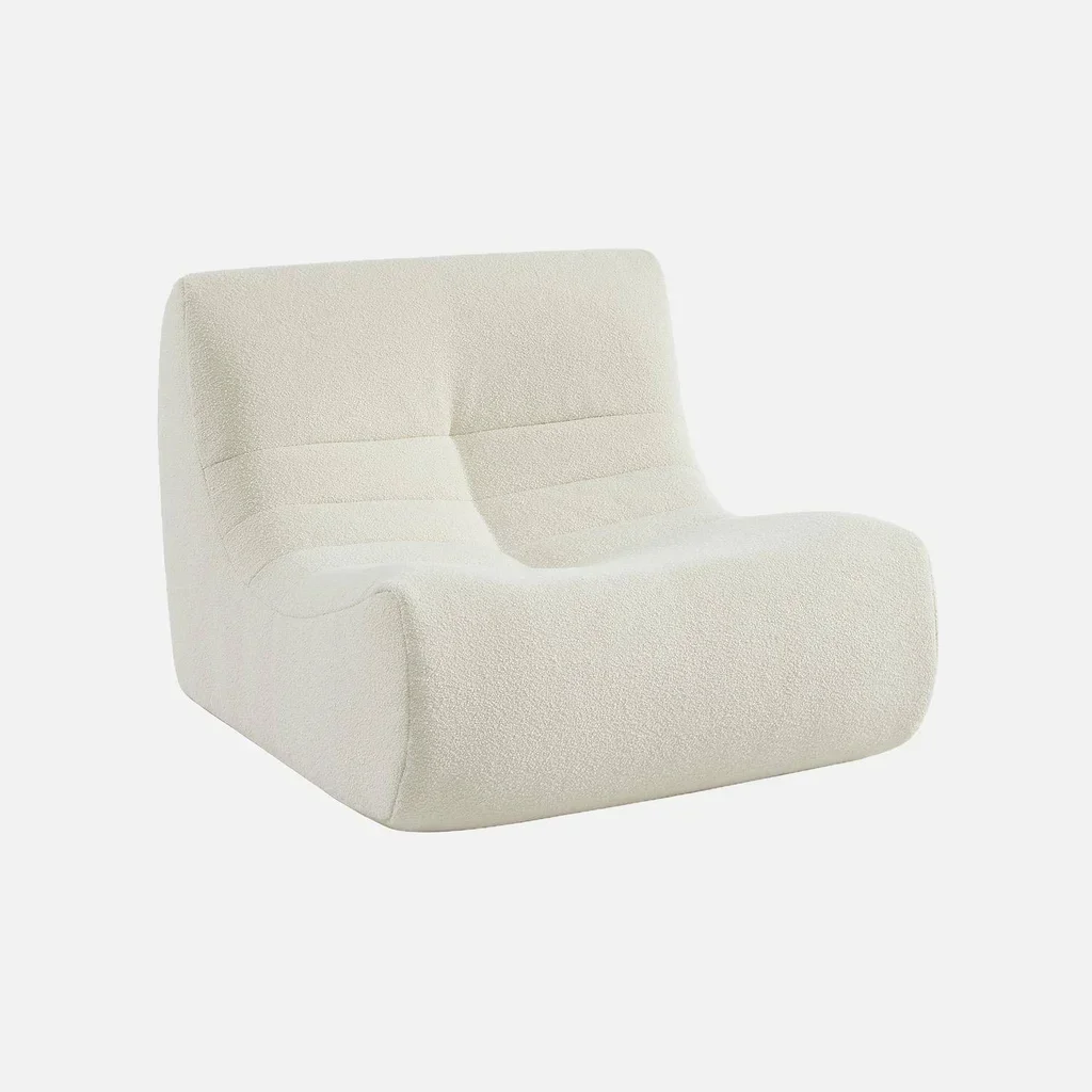 Strukturierter Bouclé-Sessel 1-Sitzer mit integrierter Fußstütze - Sokol Set Komfort und Design