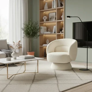 360° Drehbarer Sessel aus weichem Stoff mit Kissen - Modell Elias