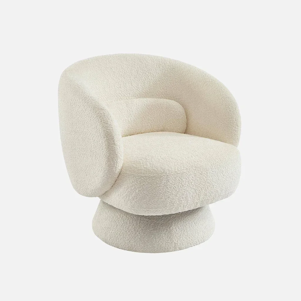 Fauteuil pivotant 360° en tissu doux avec coussin - modèle Elias