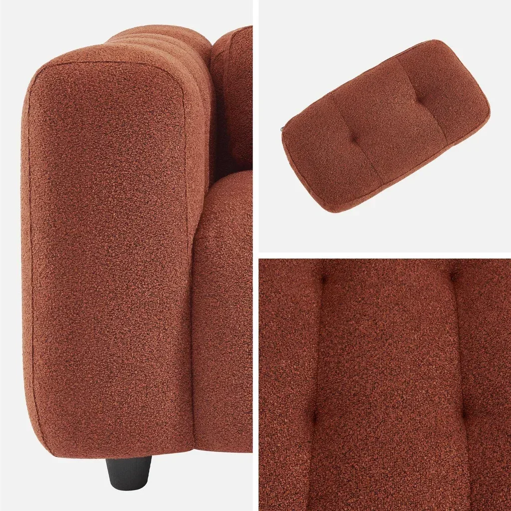 Fauteuil capitonné bouclette texturée design contemporain salon