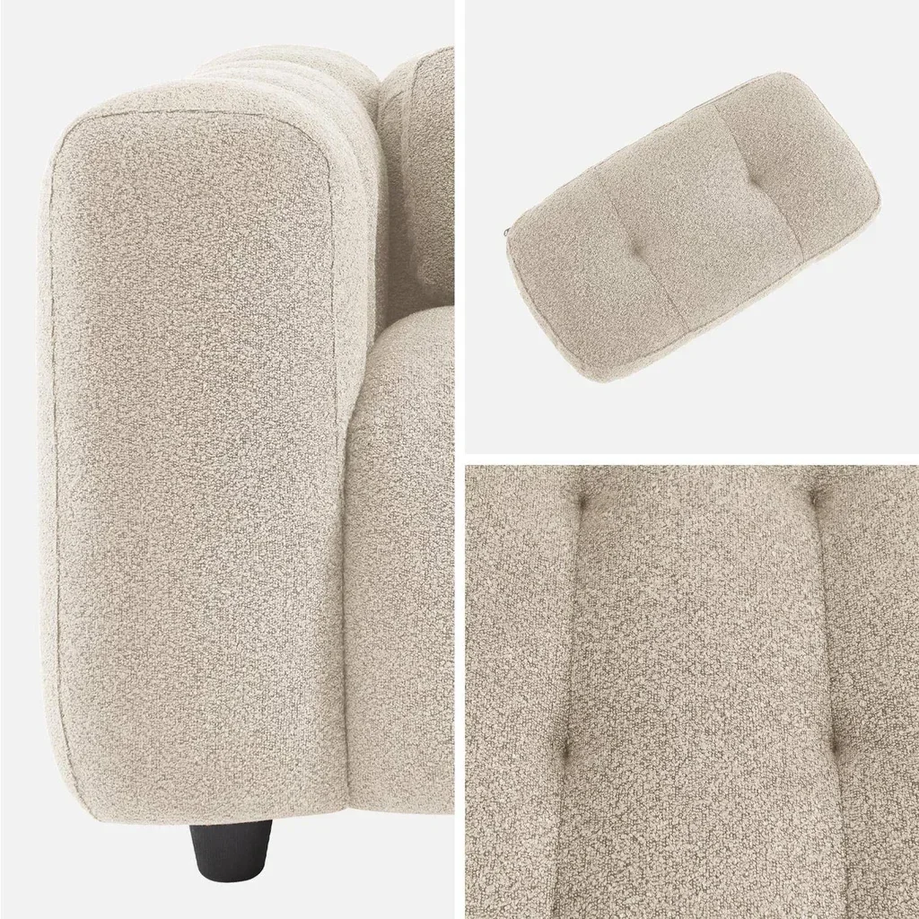 Fauteuil capitonné en bouclette texturé design contemporain