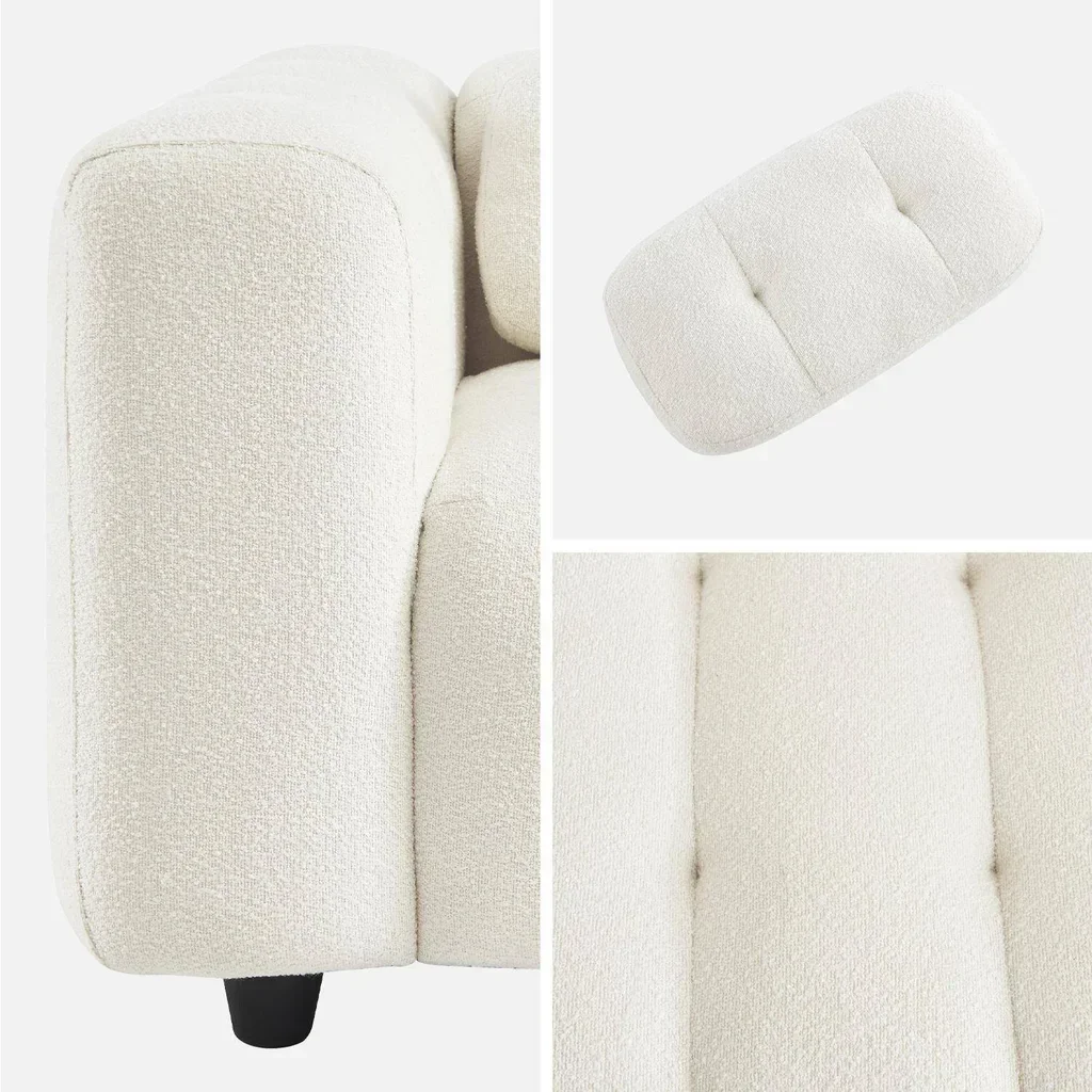 Fauteuil capitonné bouclette texturé design contemporain salon confort