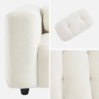 Fauteuil capitonné bouclette texturé design contemporain salon confort