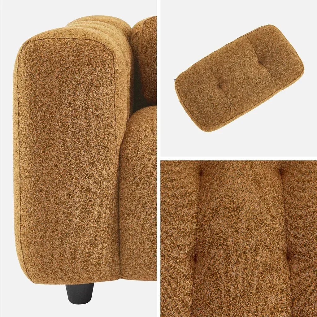Fauteuil capitonné bouclette texturée design contemporain salon
