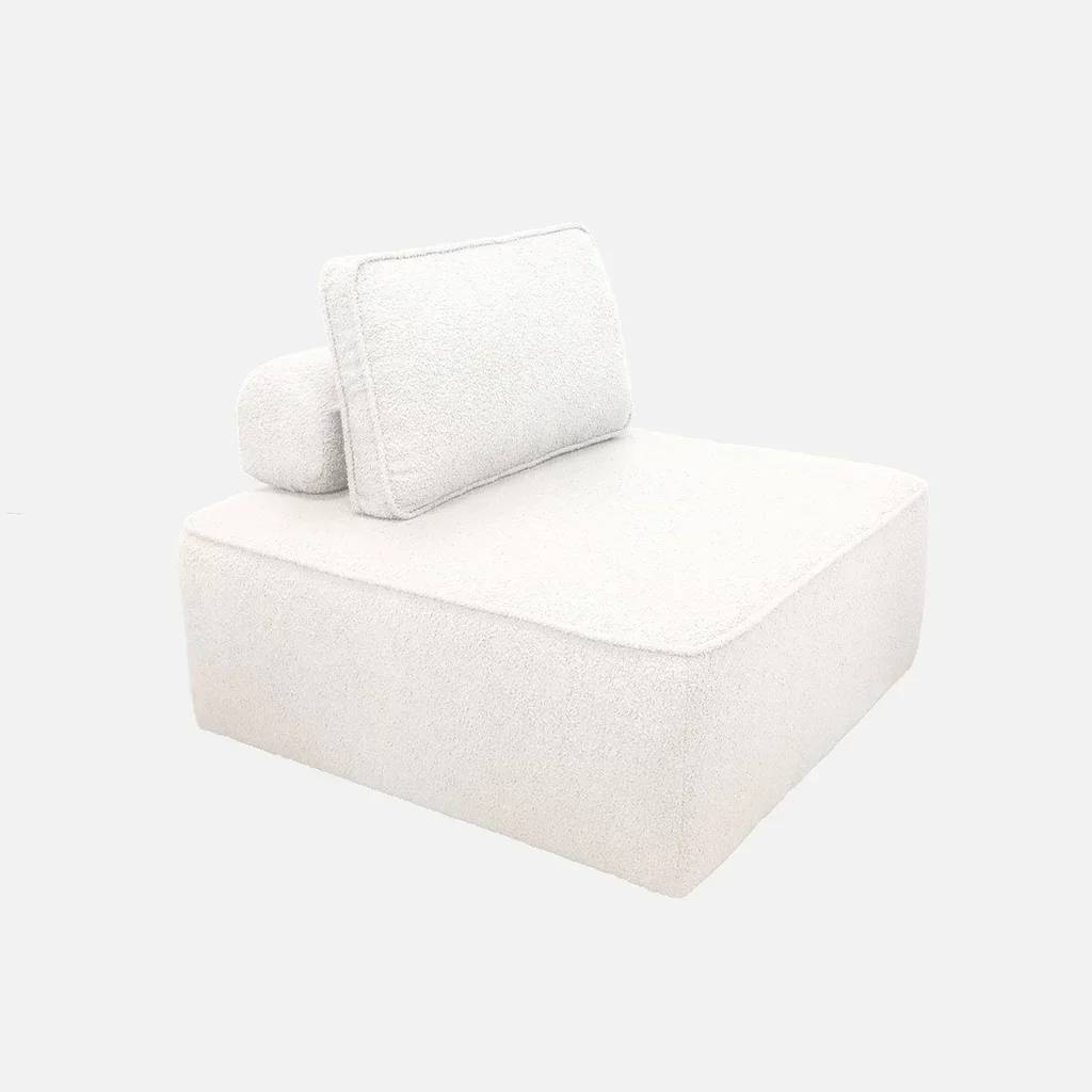 Fauteuil chauffant modulable en bouclette Bao 1 place crème vintage