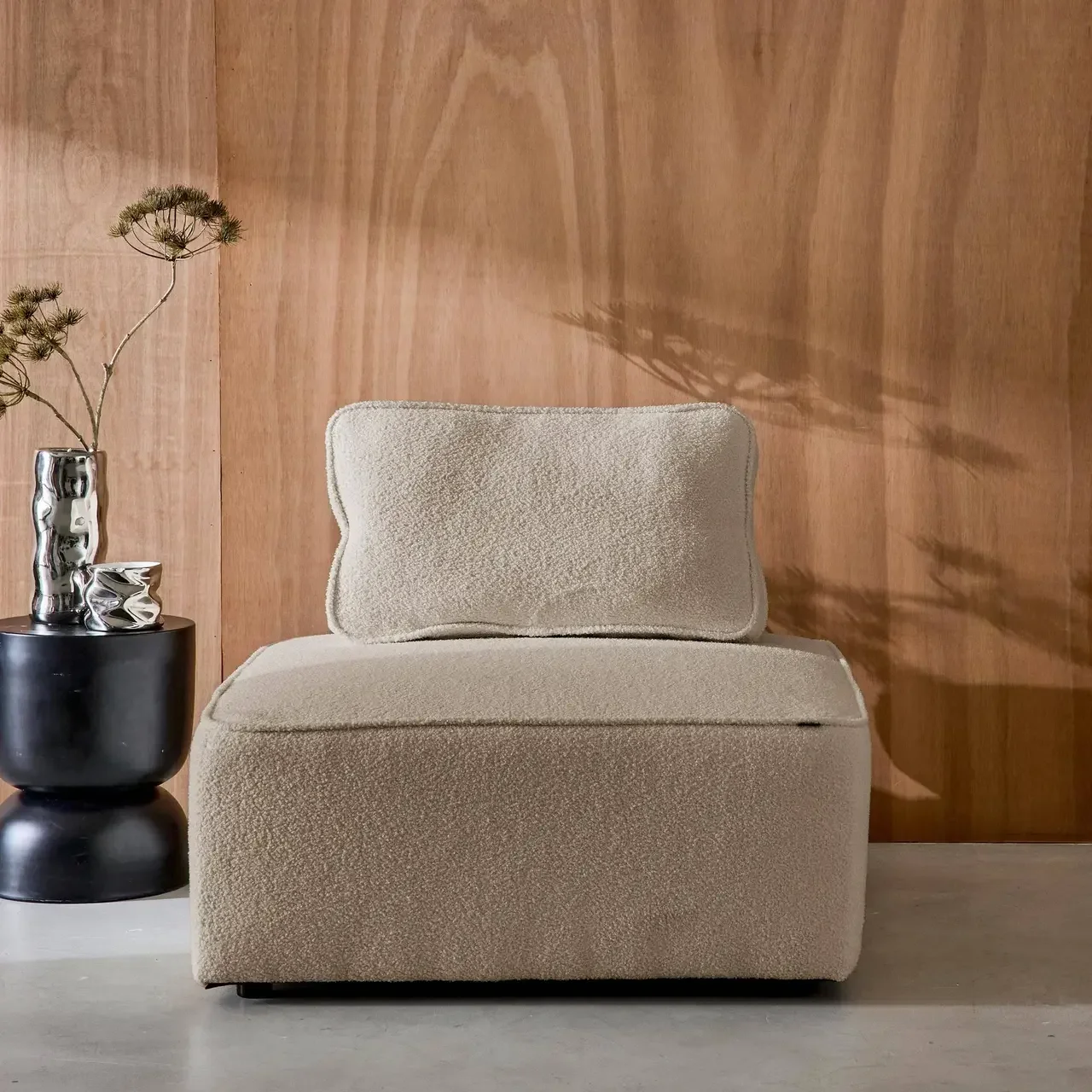Fauteuil chauffant Bao en bouclette crème style vintage 1 place